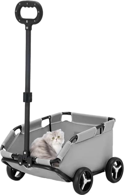 Huisdier Kinderwagen - Transporthok Wielen - Reizen met Huisdier - Opvouwbaar Lichtgewicht - 58 x 41 x 16 cm - Grijs
