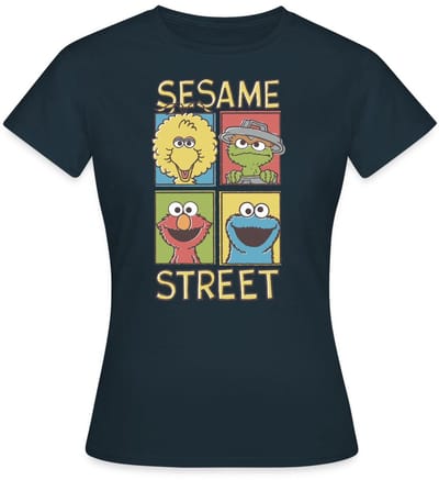 Sesamstraat Bibo Oscar Elmo Koekiemonster T-Shirt Dames
