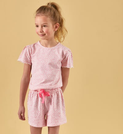 Little Label - zomer pyjama meisjes - luipaard roze - bio katoen - 2Y/92