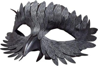 Elegant vogelmasker voor Halloween en carnaval, halfgezichtsmasker met nepveren en snavel, perfect voor maskerade en feestelijke outfits