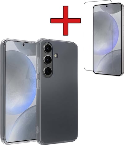 Hoesje - Met Screenprotector - Geschikt voor Samsung Galaxy S24 - Sterk & Shockproof - Telefoon Hoes - Back Cover - Siliconen Case - Telefoonhoes - Transparant