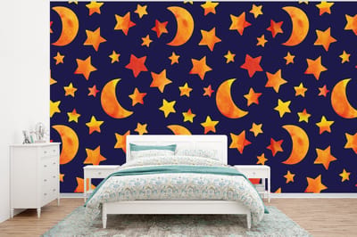 Behang - Fotobehang Sterren - Nacht - Patronen - Kind - Breedte 320 cm x hoogte 240 cm