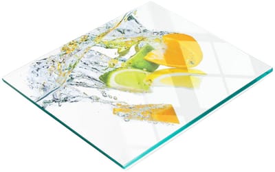 Duurzame en stijlvolle glazen snijplank met citrusvruchtenpatroon 60x52 cm