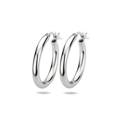 The Jewelry Collection Oorringen Ronde Buis - Zilver