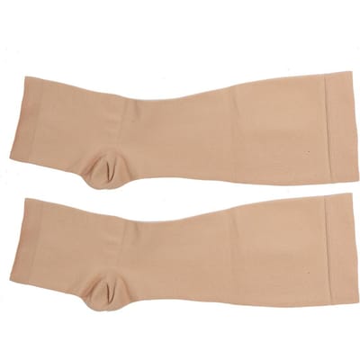 Medische compressie kniekousen spataderen sokken been afslankende lichaamsverzorging(Kniehoge open teen S beige