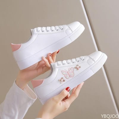 Dames Nieuwe Witte Schoenen Mode ademende flats Casual veterschoenen van leer Comfortabele veelzijdige dames Sneakers Zapatos 35 gray