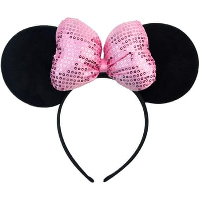 Muis Hoofdband Cartoon Oren Pailletten Strikken Haarband Feest Cosplay Haaraccessoires Kinderen Volwassenen Speelgoed Cadeau pink