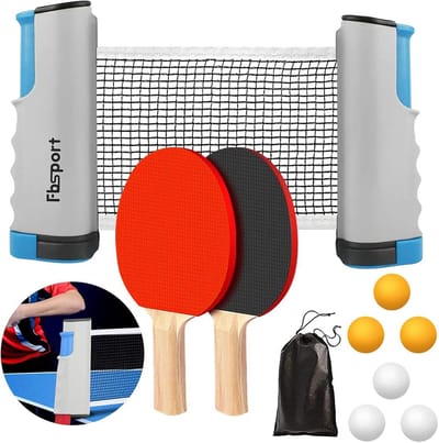 Complete Tafeltennisset met Net, 2 Batjes en Ballen voor Binnen en Buiten
