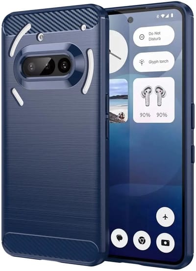 Geborsteld TPU Hoesje Geschikt voor Nothing Phone (3a) | Beschermhoes | Back Cover | Flexibel TPU | Stijlvol Carbon | Dun | Blauw