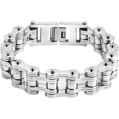 16mm Titanium Stalen Motorfiets Biker Armband Voor Mannen Vrouwen Punk Persoonlijkheid Roestvrij Zilver Kleur Motorfiets Kettingen Armbanden 23cm white