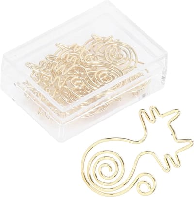 100Pcs Gouden Paper Clips Leuke Kat Hond Dier Paper Clips Metalen Clips voor Bestanden Papier Grappige Paper Clips Bladwijzer Planner Clips Kleine Paper Clips voor Home Office (Kat Clip)