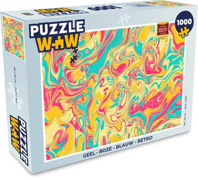 Puzzel Geel - Roze - Blauw - Retro - Legpuzzel - Puzzel 1000 stukjes volwassenen