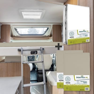 Dexitex hefbed 1 x Molton & 2 hoeslakens Zandkleur Geschikt voor Camper
