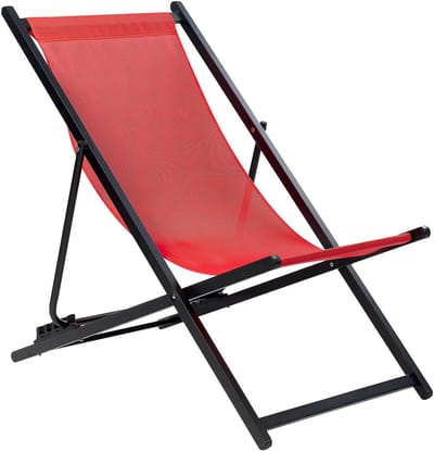 LOCRI II - Ligstoel - Rood/Zwart - Synthetisch materiaal