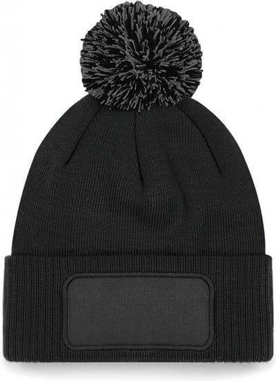 Beechfield Snowstar® patch beanie B443 - Black / Graphite Grey - One size