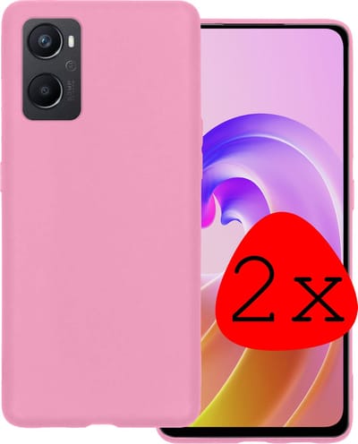 Hoesje 2 Stuks - Geschikt voor OPPO A76 - Sterk & Shockproof - Case Siliconen - Back Cover - Telefoon Hoes - Lichtroze