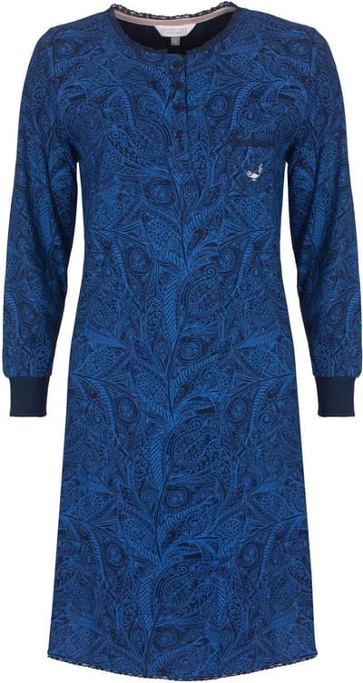 Tenderness Dames Nachthemd - Geprint Dessin - Diep Blauw - Maat S