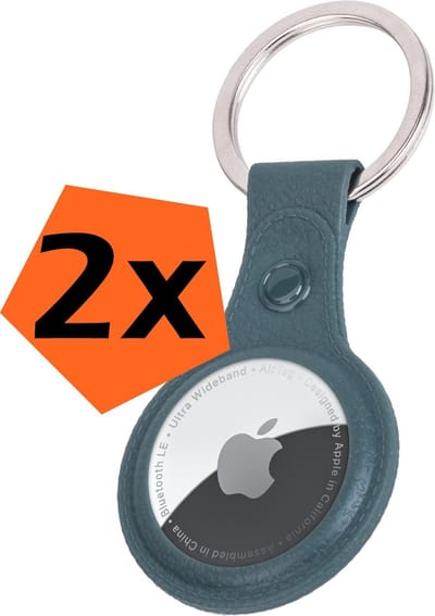 Hoesje Geschikt voor Apple AirTag Sleutelhanger Hoes Siliconen - Leder Look Hoesje Geschikt voor Apple AirTag-Sleutelhanger Hoesje Case - Donkergroen - 2 PACK