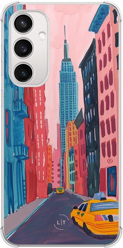 Shockproof hoesje - Geschikt voor Samsung Galaxy S23 FE - New York City - Extra sterke case - TPU/polycarbonaat - Print / Illustratie - Multi, Transparant