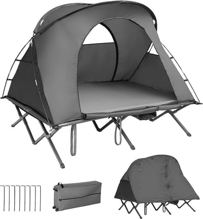 Camping Bed met Tent voor 2 Personen - 4-in-1 Waterdichte Tent met Opblaasbaar Matras en Draagtas