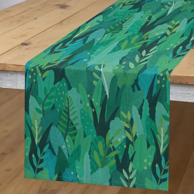 ABAKUHAUS Botanische Tafelloper – bosstruiken – 40 × 180 cm – Groen