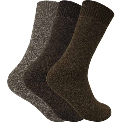 3 paar dikke wandelsokken van thermo wolmix voor heren - Bruin