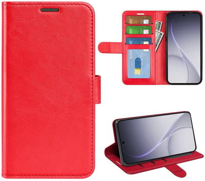 MobyDefend Hoesje - Geschikt voor Oppo Reno15 F / Oppo Reno15 FS - Wallet Book Case (Sluiting Achterkant) - Rood
