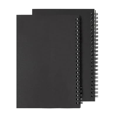 2 Stuks A5 Spiral Binding Notitieboek Klassiek Kraft Papier Met Gelijnde Bladen 60 Vellen Zwart