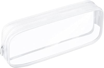 etui jongens - etui meisjes - etuis - etui voor school - Etui - Transparant etui - Transparant examenetui - Waterdichte PVC-rits cosmetische opbergtas - Reistas met reistas en cosmetische tas (wit)
