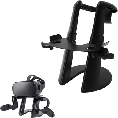 Stabiele VR Stand voor Quest 1, Quest 2 en Rift S, Eenvoudige Installatie, Houd je VR Headset Georganiseerd en Netjes met een Ronde Basis