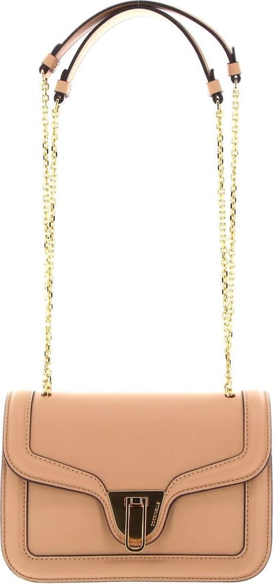 COCCINELLE Leren Schoudertas Avondtas Marvin Twist Handbag Toasted Beige