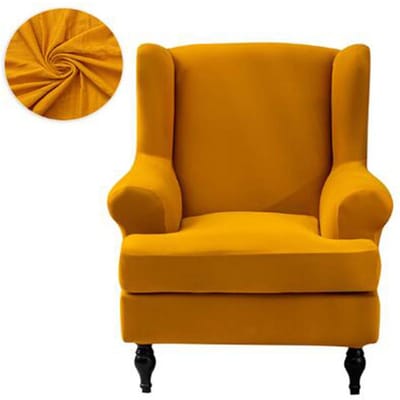 Couleur unie bras incliné roi dossier housse de chaise fauteuil élastique aile arrière canapé housse de chaise arrière housse de protection extensible Universal Size orange