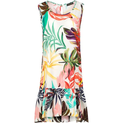 Bladprint Frill Detail Jurk