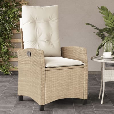vidaXL - Tuinstoel - verstelbaar - met - kussens - poly - rattan - beige