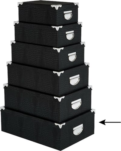 5Five Opbergdoos/box - zwart - L48 x B33.5 x H16 cm - Stevig karton - Crocobox