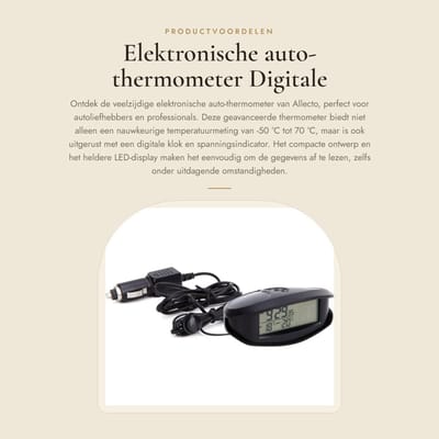 Dailygoods - Elektronische auto-thermometer - Digitale klok - Spanningsindicator met LED-display - Zwart - Gekoelde thermometer - Geschikt voor auto -...