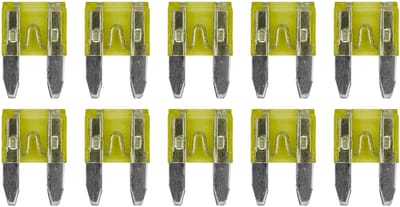ProRide Steekzekeringen Mini 20A - Geel - Geschikt voor auto, boot en camper - 10 stuks