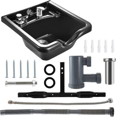 Haarwasbak kapper - Wasbak - Zwart Kapsalonmodel - Wastafel - Ook voor thuiskapster - Salon wasbak - Incl. Extra Toebehoren