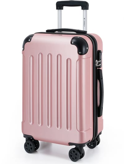 YONSLY Handbagage Koffer - 55cm - 40 L - Cijferslot- 360° Draaibare Wielen - Roségoud