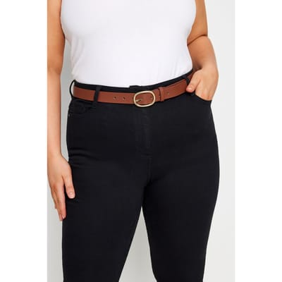 Yours Riem Met Ovale Gesp En Textuur In Bruin/Goudsize 40-42