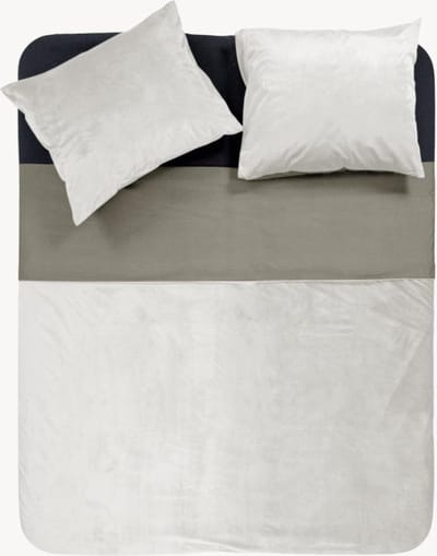 Y-NOT - Dekbedovertrek met kussenslopen - Fluweel/Velvet Two Tone Wit/Taupe - 2 Persoons - 200x200/220 cm