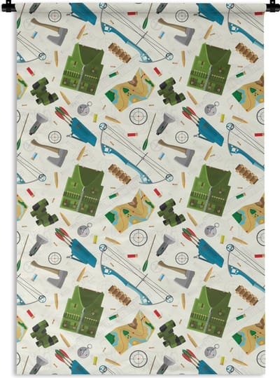 Wandkleed - Wanddoek - Boog - Kogels - Patronen - 120x180 cm - Wandtapijt