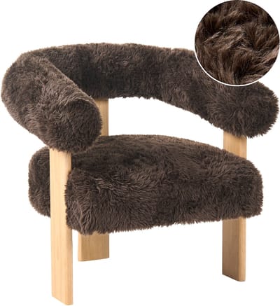 ILBRO - Fauteuil - Lichtbruin/Donkerbruin - Kunstbont