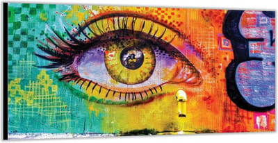 Dibond –Oog Getekend op Muur -200x100 Foto op Aluminium (Wanddecoratie van metaal)