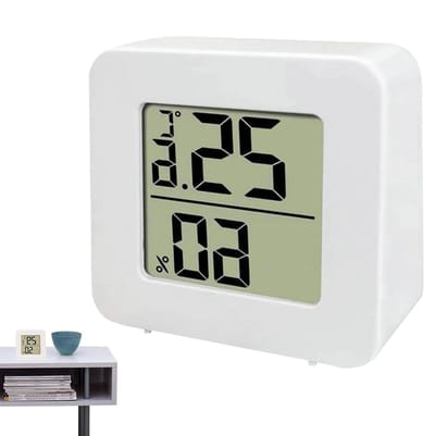 Vochtmeter Temperatuurmeter - Luchtkwaliteit Monitor - Binnenklimaat Bewaken - Helder LCD Scherm - 45x45x16cm - Wit