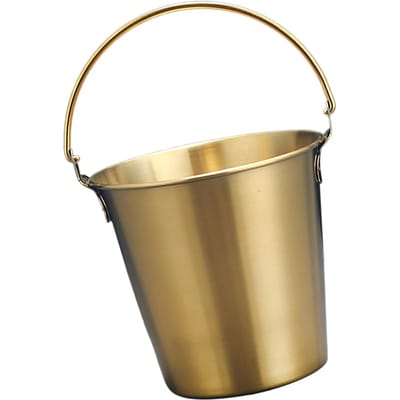 Mini RVS Emmer Kleine IJsemmer met Handvat voor Drank Wijn Frietjes Kippenvleugels Thuisbars Feesten goud