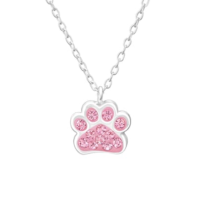 Amanto Kids Ketting Faden Pink - 925 Zilver E-Coating - Pootje - 9x8mm - 36+3cm