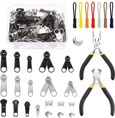 144-delige ritsreparatieset - Rits-schuivers assortiment met installatietangen - Ideaal voor slaapzakken - jassen - tenten - bagage - rugzakken - laarzen