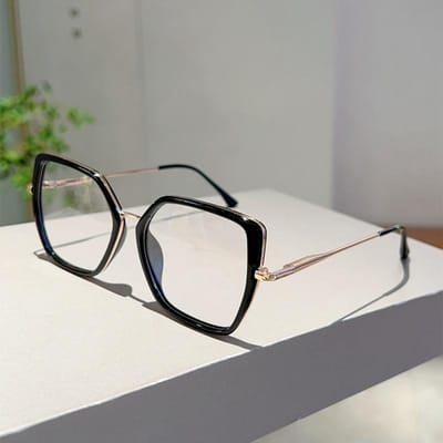 Lunettes de Soleil Mode Surdimensionnées Monture Noire Design Ins pour Femmes Métal Classique Blocage Lumière Bleue Dernier Style Décoratif