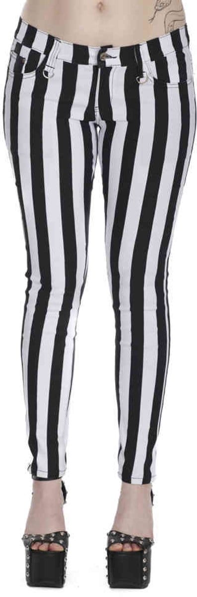 Banned - Forever Yours Striped Skinny fit broek - 2XL - Wit/Zwart